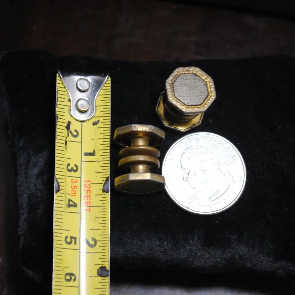 Vintage 1930s Art Deco Octagon-shaped Striped Snap Cufflinks